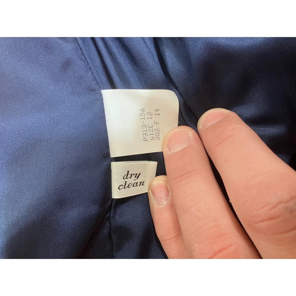 Vintage Pendleton Petite Navy‎ Blue Wool Skirt Suit Set Blazer Size 12 Made USA